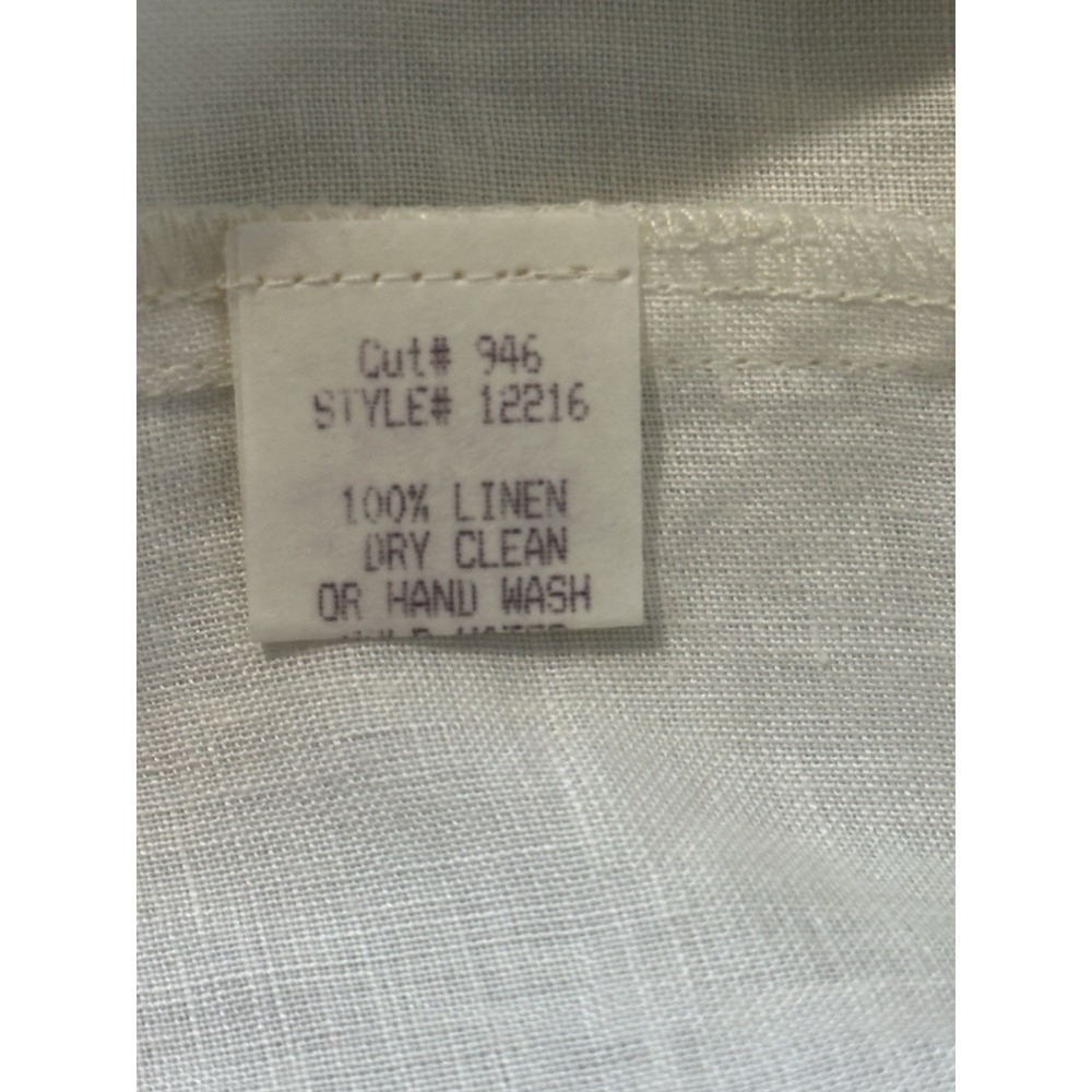 Rialto Collection by Joy Perreras Linen Top Shirt Ruffle Sz M Ivory Victorian - Picture 5 of 8